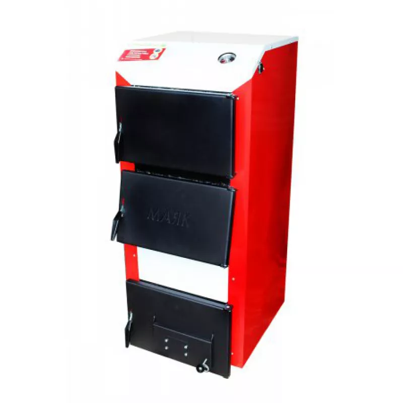 Cazan pe combustibil solid MAYAK AOT STANDART PLUS, 12 kW ,   Control mecanic,  Rosu,  Negru