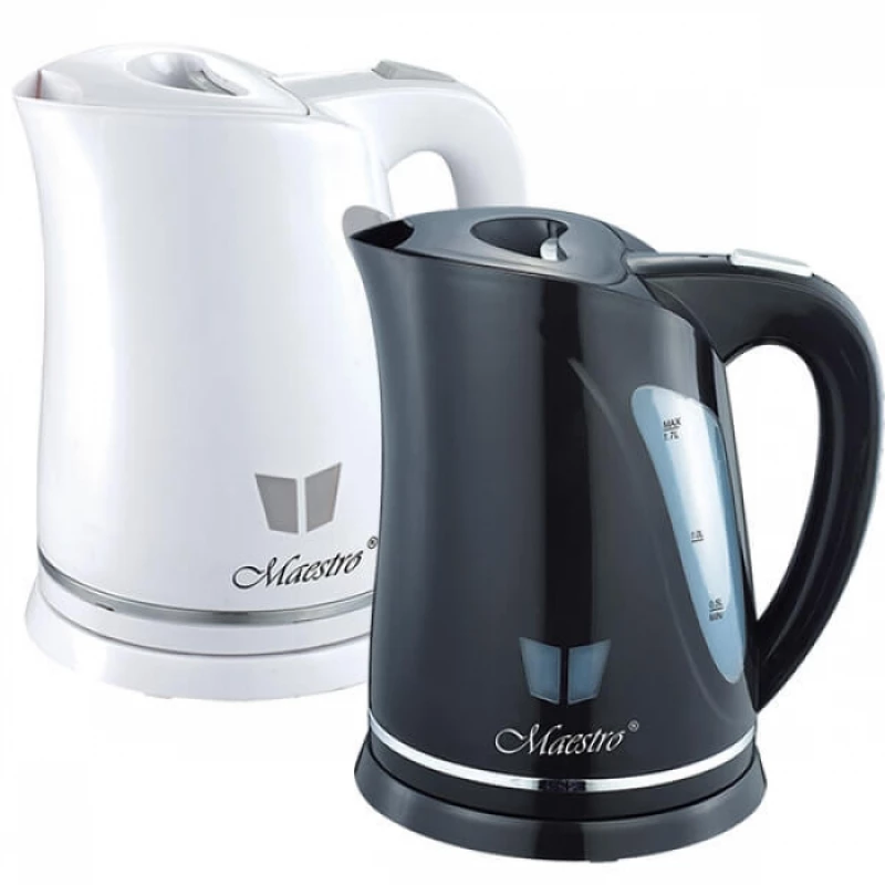 Ceainic electric Maestro MR -038, 1.7 l,  2000 W,  Plastic,  Filtru,  baza rotativa,  indicator lucru,  Negru,  Alb