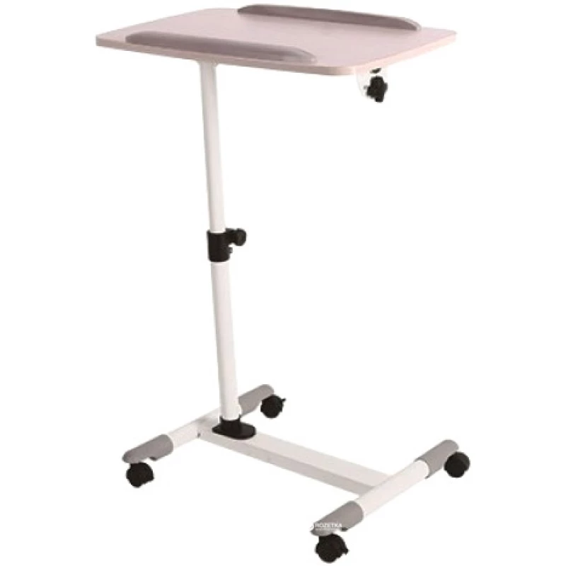 Masa de calculator KSL Mobile Desk Trolley ITech TS-7, Lemn,  Metal,  Gri,  Alb, 58.5-88.5 x 60 x 58