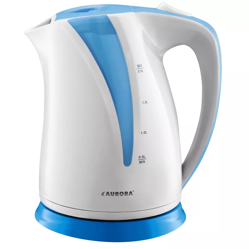 Электрочайник Aurora AU339, 2 л,  1750 Вт,  Пластик,  Белый, Синий