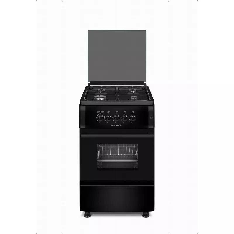 Плитa газовая ZANETTI Z5000 GBL, 55 л,  4 конфорки,  Электроподжиг,  Гриль,  Традиционная очистка,  50 см,  Чёрный