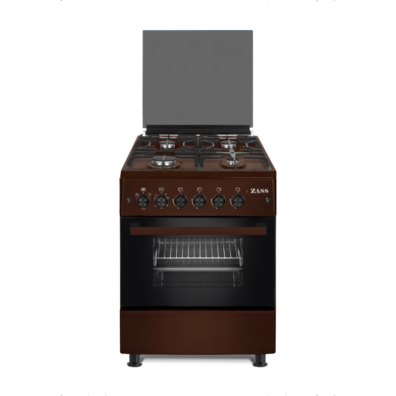 Плитa газовая ZANETTI Z6000 GBR, 65 л,  4 конфорки,  Электроподжиг,  Традиционная очистка,  60 см,  Коричневый