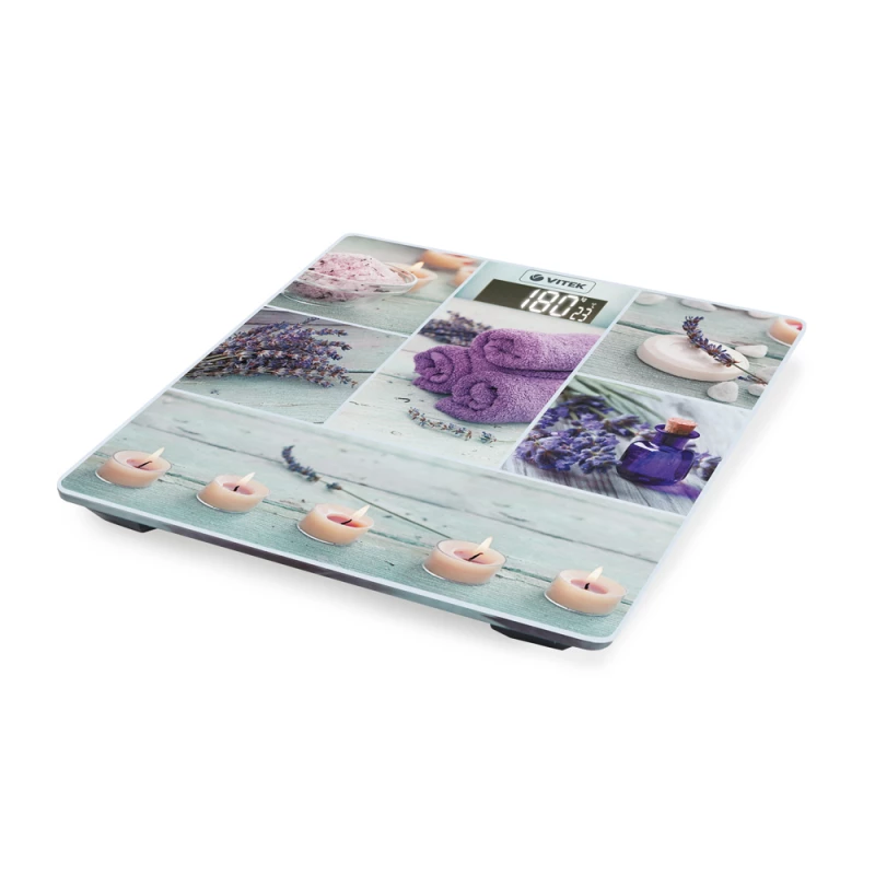Напольные весы VITEK VT-8063, 180 кг,  Стекло,  Разноцветный, 2 x AAA