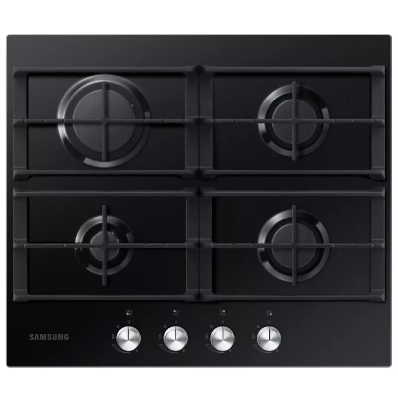 Plita incorporabila cu gaz Samsung NA64H3000AK/WT, 4 arzatoare,  Sticla calita,  Aprindere electrica,  Negru