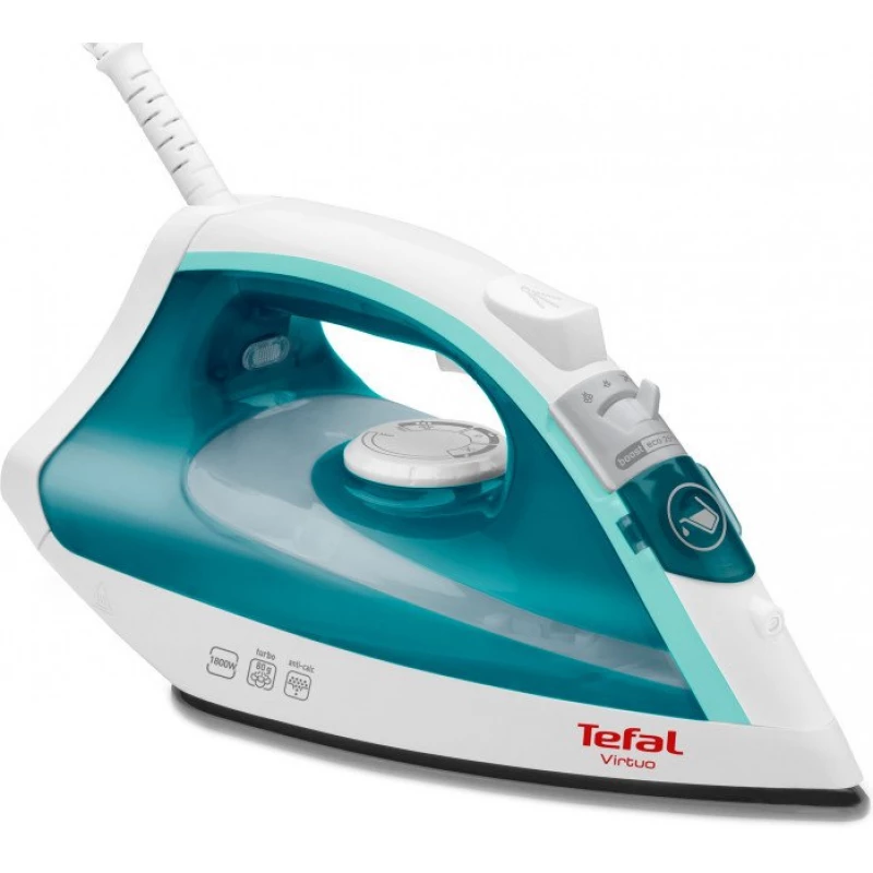 Утюг Tefal FV1710, 1800 Вт, 80 г/мин, 200 мл, Антипригарная подошва, Белый, Бирюзовый