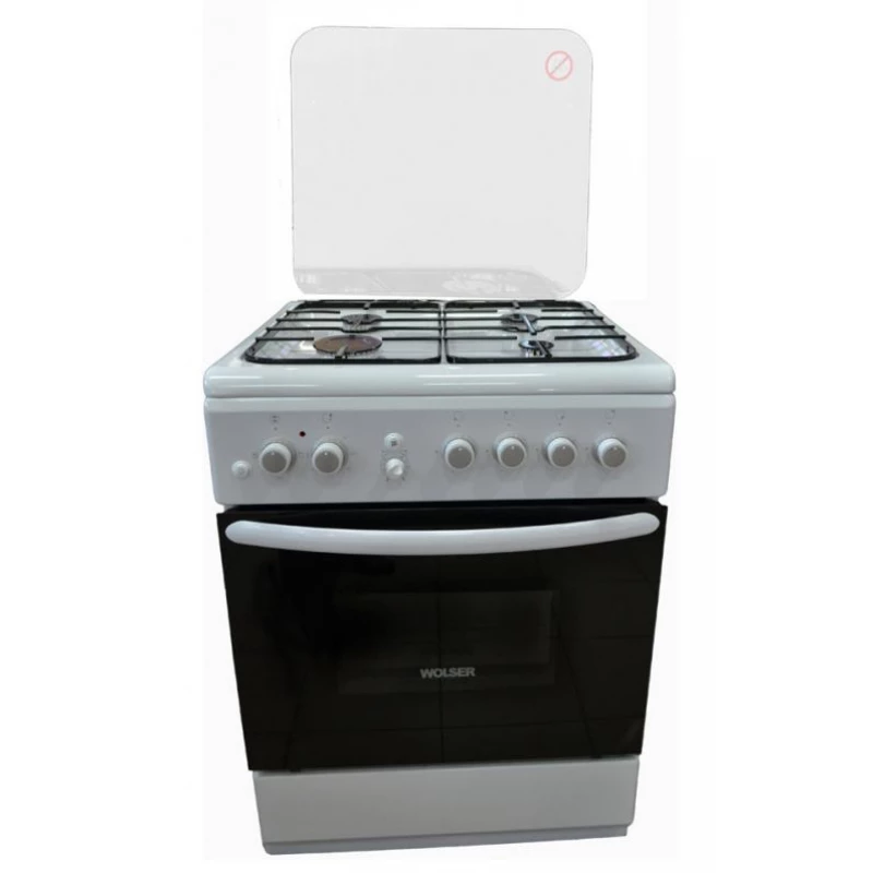 Aragaz combinat WOLSER WL-60602 WGE, 4 arzatoare,  Aprindere electrica,  Curatare traditionala,  60 cm,  Alb, Negru