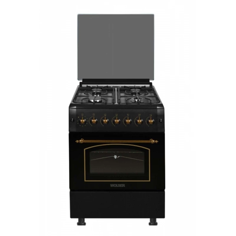 Aragaz combinat WOLSER WL-F 60602 RUSTIC BLACK, 4 arzatoare,  Aprindere electrica,  Timer,  60 cm,  Negru