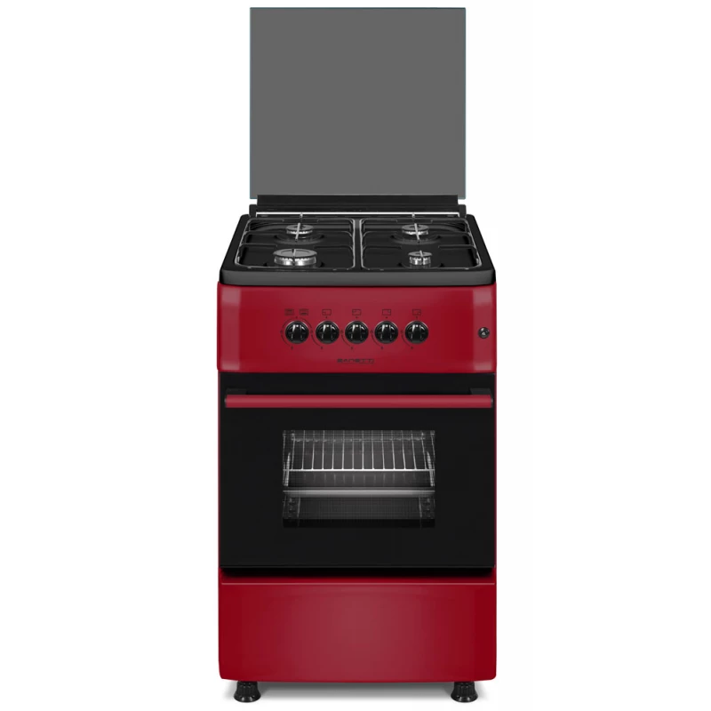 Плитa газовая ZANETTI Z5000 G BORDO, 55 л,  4 конфорки,  Электроподжиг,  50 см,  Бордовый