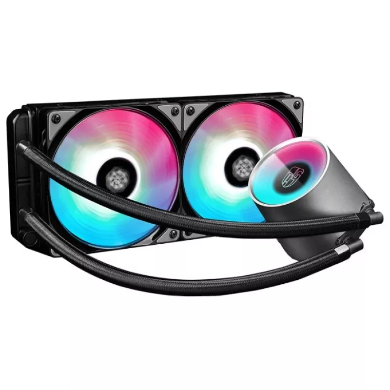 Cooler universal DEEPCOOL CASTLE 240 RGB V2, (2x 120mm RGB fan,  RGB lighting,  Anti-leakTech)