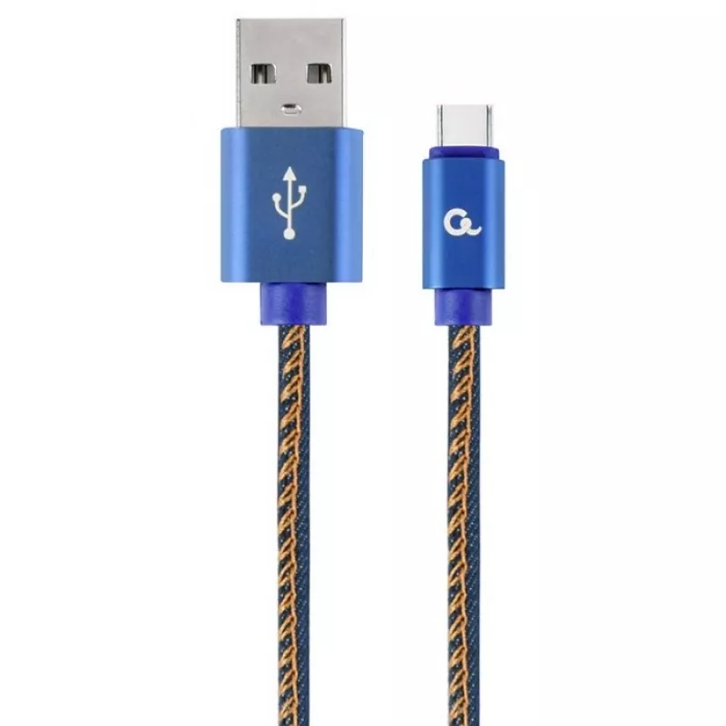 Кабель USB Cablexpert BLISTER TYPE-C/USB2.0,  AM/CM,  2.0 M,   COTTON BRAIDED BLLUE JEANS,  CC-USB2J-AMCM-2M-BL