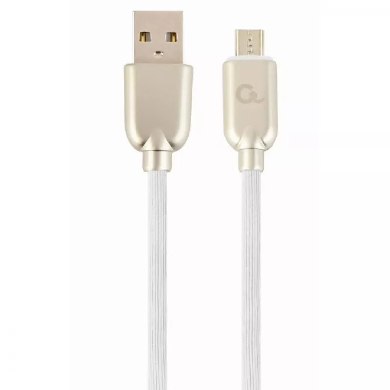 Кабель USB Cablexpert BLISTER MICROUSB/USB2.0,    1.0 M,   PREMIUM RUBBER WHITE,  CC-USB2R-AMMBM-1M-W