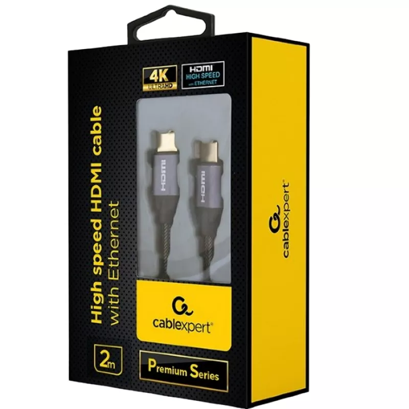 Кабель видео Cablexpert BLISTER RETAIL HDMI TO HDMI WITH ETHERNET  PREMIUM SERIES,   2.0M,  4K UHD RETAIL PACKAGE