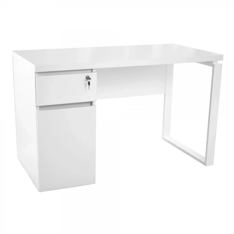 Masa de birou OEM CU SERTARE, PAL,  Metal,  Alb, 120 x 60 x 75