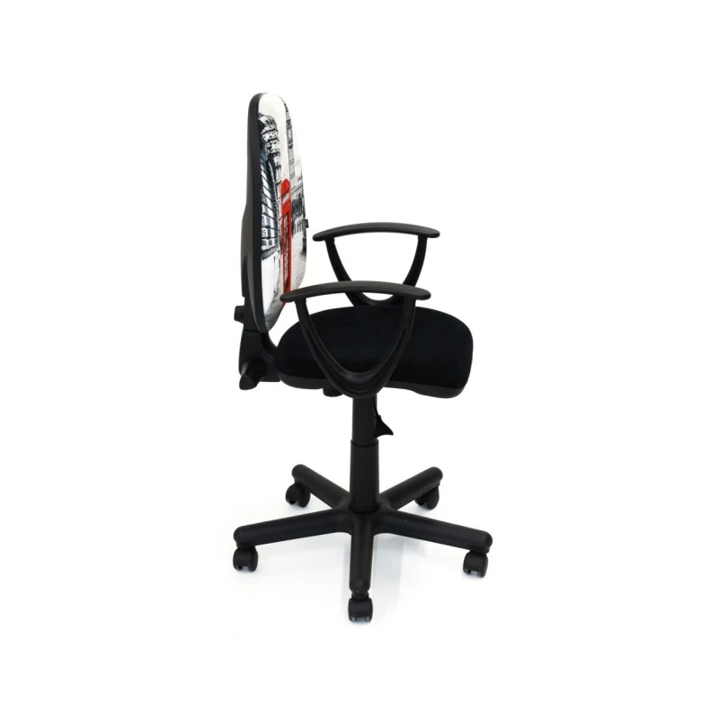 Scaun-fotoliu pentru copii AG FALCON GTP TA2, Stofa, Gazlift, Negru cu desen, 46 x 44.5 x 95.5-113.5