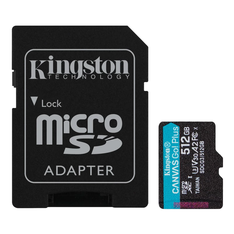 Card de memorie KINGSTON CANVAS CANGAS GO PLUS SDCG3/512GB, MicroSD 512GB, Class10,  UHS-I,  U3,  V30
