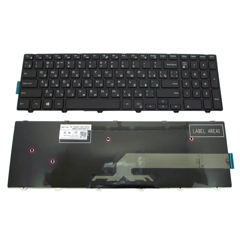 Клавиатура для ноутбука DELL Inspiron 3541 3542 3537 5547 5545 5748 5758 5755 5548 5551 5555 5558 3552 5559 3565 3567 3568 3573 3576 Vostro 3546 3558 3559 Latitude 3550, ENG, RU Black