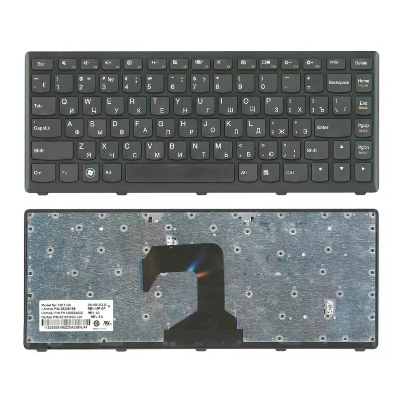 Клавиатура для ноутбука LENOVO S300 S400 S405 S415, ENG/RU Black
