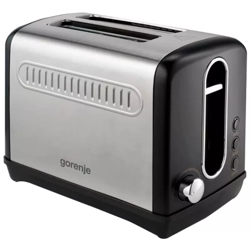 Тостер GORENJE T1100CLBK, 1100 Вт, Нержавеющая сталь, Черный