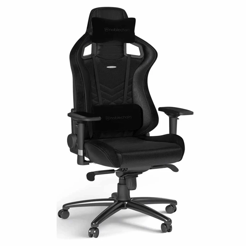 Fotoliu Gaming NobleChairs Epic NBL-PU-BLA-002 Black/Black, Piele artificiala, Gazlift, 120 kg, 165-185 cm