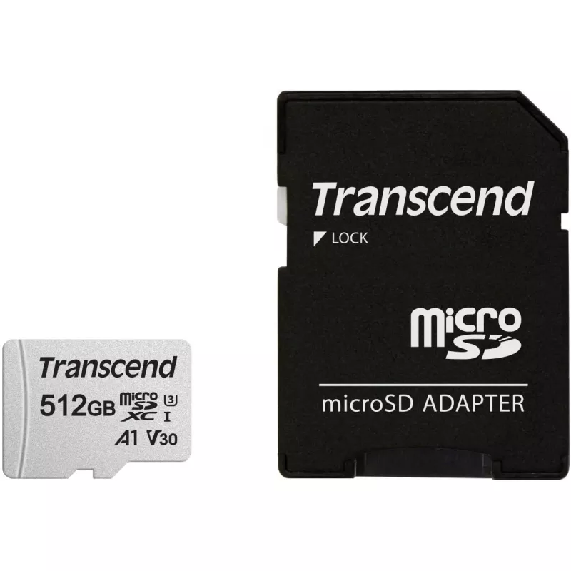 Card de memorie TRANSCEND TS512GUSD300S, MicroSD 512GB, Class 10,  UHS-I (U3) SD adapter