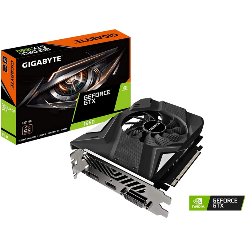 Видеокарта GIGABYTE GeForce GTX 1650 GV-N1656OC-4GD, 4GB GDDR6 128bit DVI HDMI DP