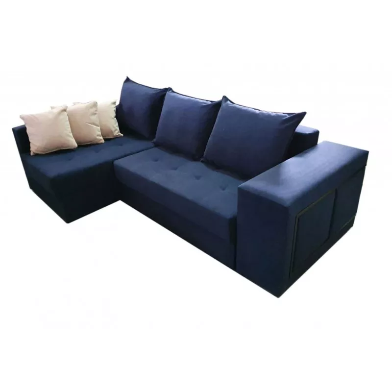 Canapea de colt Artvent VENERA, Stofa,  PAL,  Albastru inchis, 245 x 147 x 63