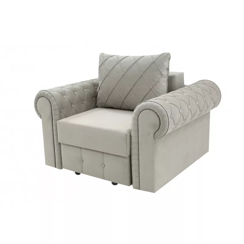 Fotoliu Artvent CESTERFIELD, Lemn,  Stofa,  Gri, 120 x 100 x 72