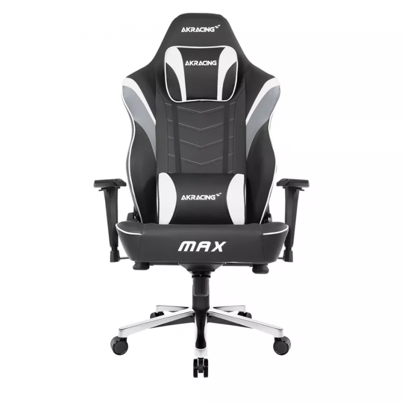 Fotoliu Gaming AKRacing Master Max AK-MAX-WT White, Metal,  Piele eco,  Gazlift,  180 kg,  170-200 cm,  Negru,  Alb