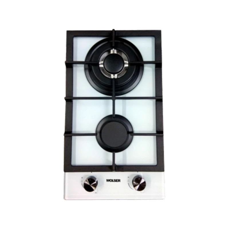 Plita incorporabila cu gaz WOLSER WL-6200 GT IC WHITE, 2 arzatoare,  Arzator Wok,  Sticla calita,  Aprindere electrica,  Alb