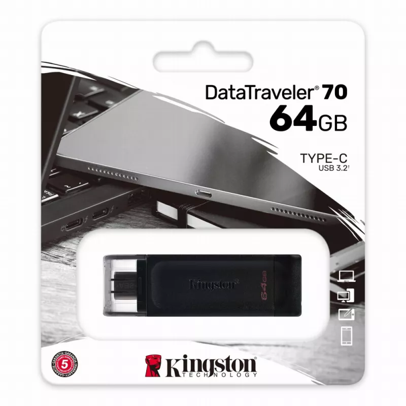 USB flash drive KINGSTON DATATRAVELER 70 DT70/64GB, 64GB, USB-С 3.2