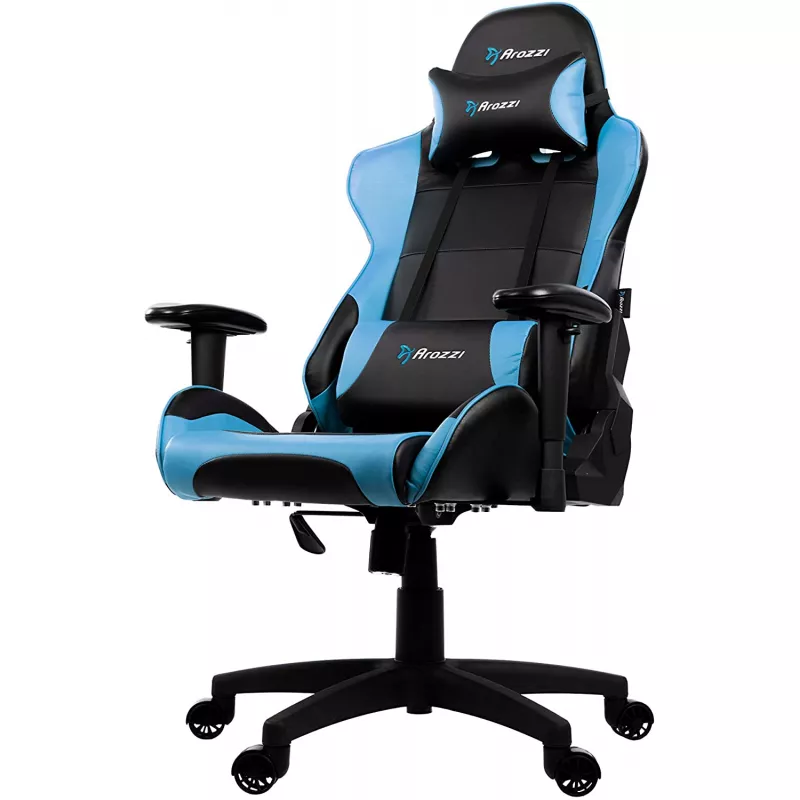 Fotoliu Gaming AROZZI Verona V2 Black/Blue, Metal,  Piele eco,  Gazlift,  105 kg,  160-180 cm,  Negru,  Albastru