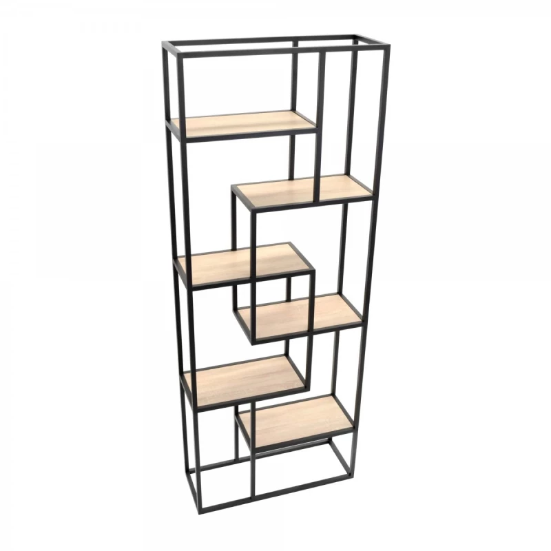 Raft DP ATHENA 1, Metal,  PAL melaminat,  Negru,  Stejar laptos, 210 x 80 x 30