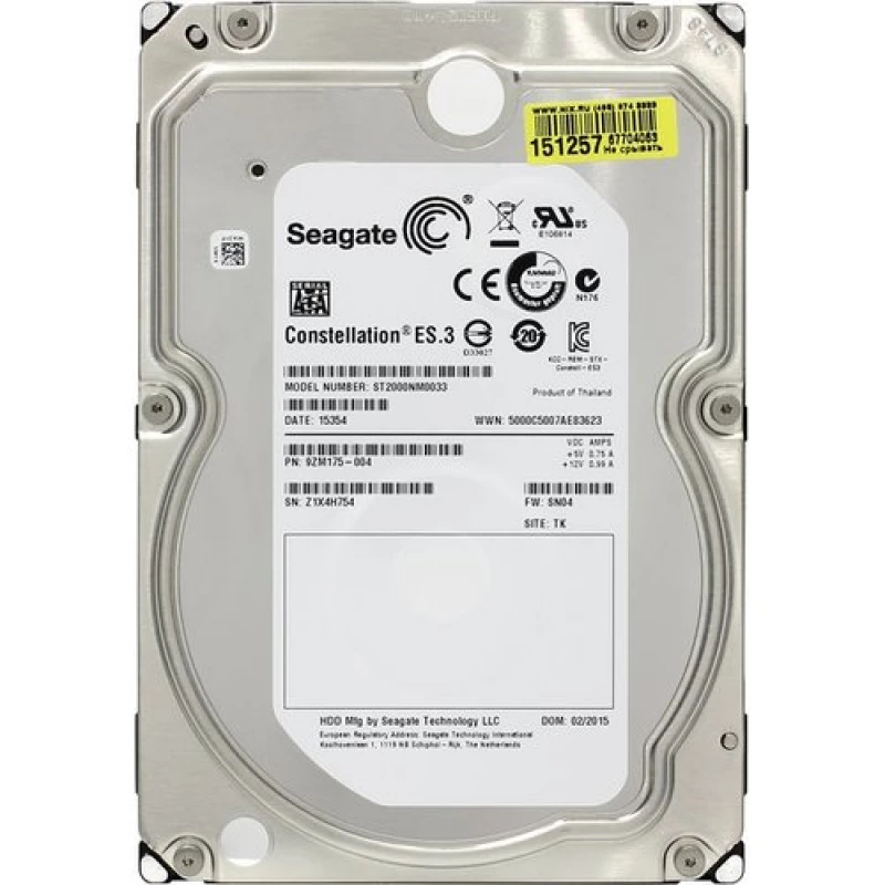 HDD SEAGATE Constellation ES.3 (ST2000NM0033), 3.5 2.0TB, 128MB 7200rpm Factory Refubrished