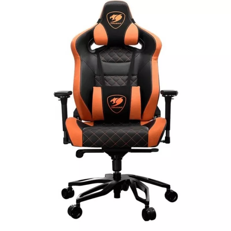 Fotoliu Gaming Cougar ARMOR TITAN PRO Black/Orange, Metal,  Piele eco,  Gazlift,  160 kg,  160-195 cm,  Negru,  Oranj