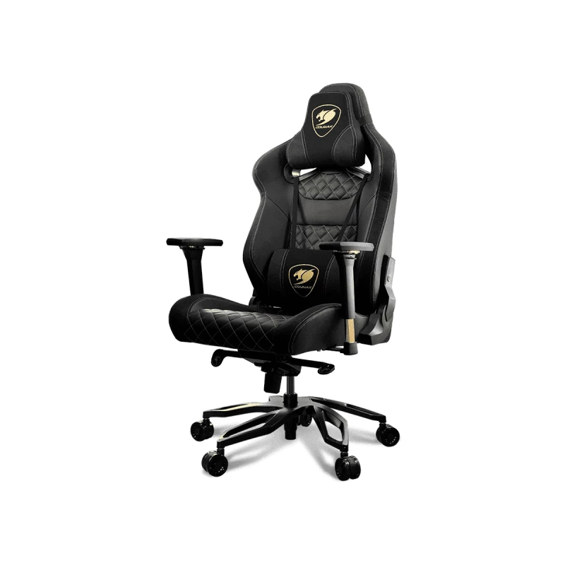 Fotoliu Gaming Cougar ARMOR TITAN PRO Royal Black/Gold, Metal,  Piele eco,  Gazlift,  160 kg,  160-195 cm,  Negru,  Auriu