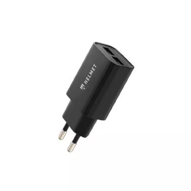 Incarcator HELMET WALL CHARGER 2USB WITH LIGHTNING CABLE BLACK