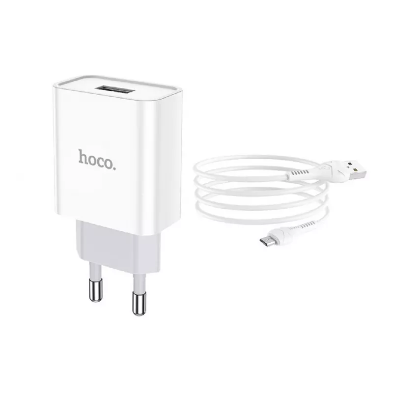 Зарядное устройство Hoco C81A ASOMBROSO SINGLE PORT CHARGER SET(TYPE-C)(EU) WHITE