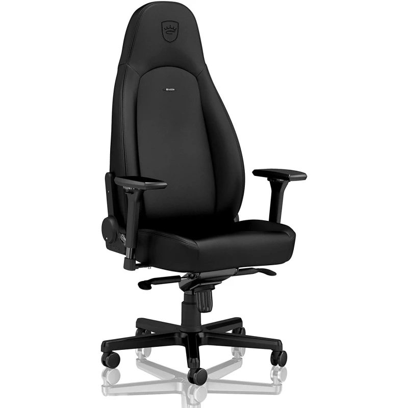Fotoliu Gaming NobleChairs Icon NBL-ICN-PU-BED Black Edition, Metal,  Placaj,  Spuma poliuretanica,  Piele eco,  Gazlift,  150 kg,  165-190 cm,  Negru