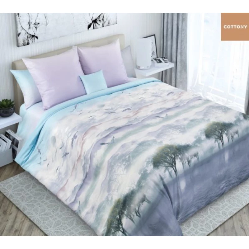 Lenjerie de pat Cottony Amurg, 2 persoane,  Satin,  Liliac, 215 x 175,  50 x 70