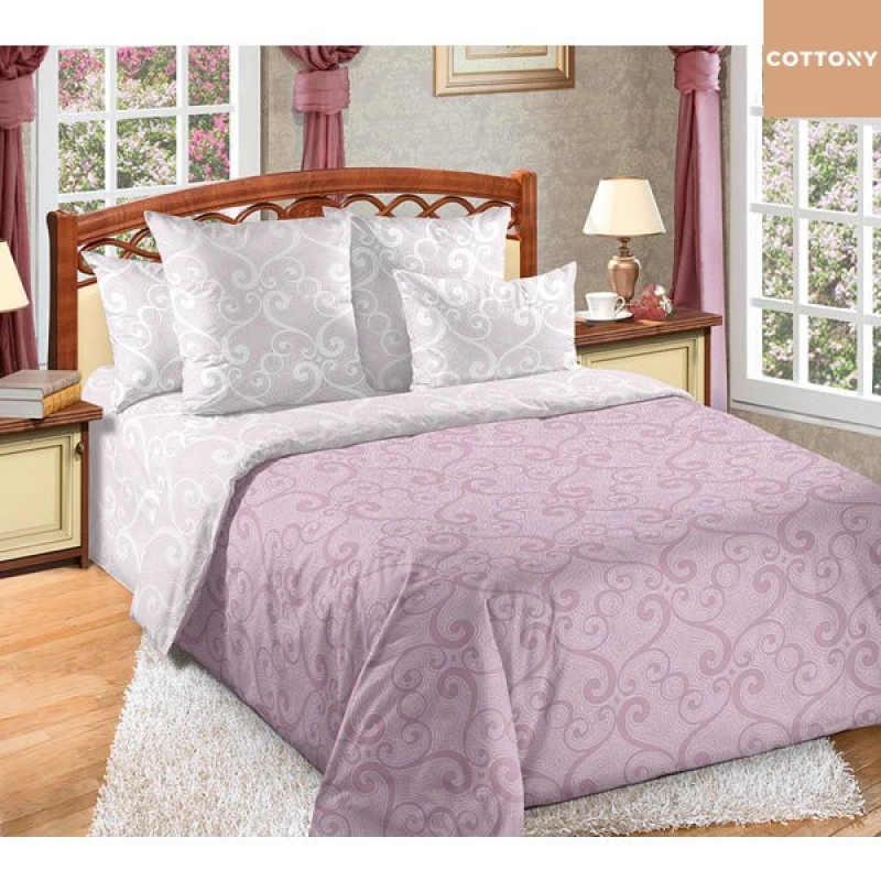 Lenjerie de pat Cottony Dansul vintului, 2 persoane,  Satin,  Liliac, 215 x 175,  50 x 70