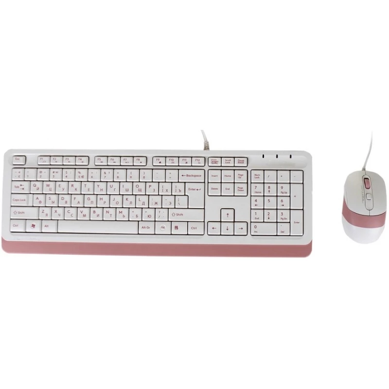 Kit (keyboard+mouse) A4TECH F1010 White/Pink