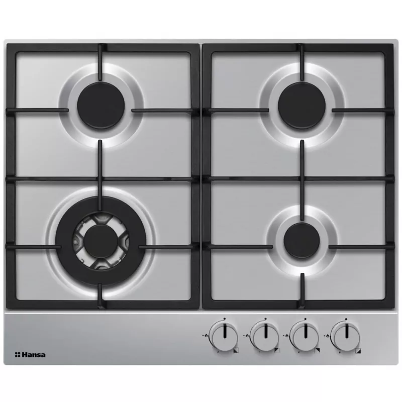 Plita incorporabila cu gaz HANSA BHGI611502, Gaz,  4 arzatoare,  Inox,  Arzator Wok,  Aprindere electrica,  Inox