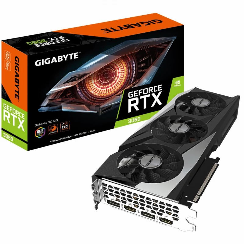 Видеокарта GIGABYTE GeForce RTX 3060 GV-N3060GAMING OC-12GD, 12GB GDDR6 192bit HDMI DP