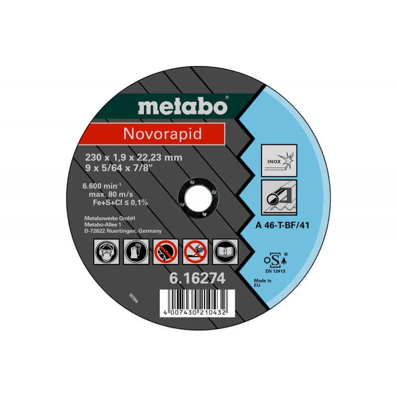 Disc diamantat METABO 616274000 METABO Disc abraziv INOX Novorapid 230x1, 9x22, 2
