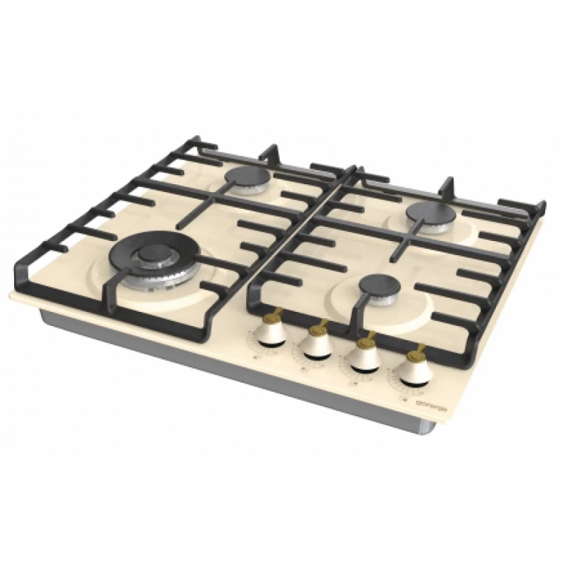 Plita incorporabila cu gaz GORENJE G642CLI, 4 arzatoare,  Email,  Arzator Wok,  Aprindere electrica,  Ivory