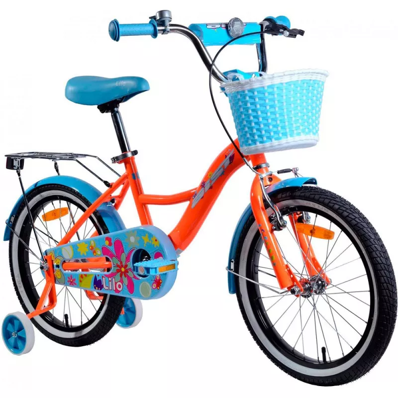 Bicicleta AIST LILO 18 (FETE), 18",  Junior,  1 viteza,  Portocaliu,  Albastru deschis
