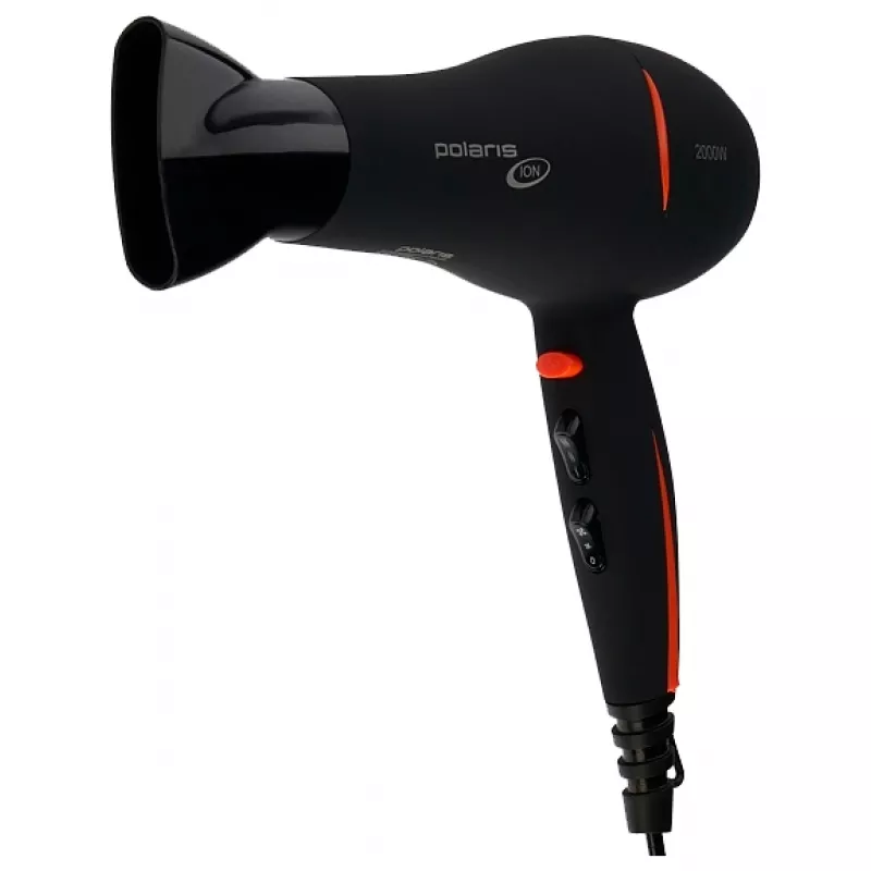 Фен POLARIS PHD 2038Ti, Классический фен,  2000 Вт,  6 режимов,  Ионизация,  Черный