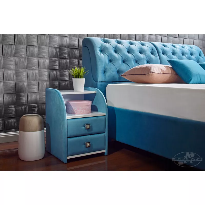 Noptiera Ambianta FRANKFURT TURCOAZ, 2 sertare,  Turcoaz, 42 x 41 x 58