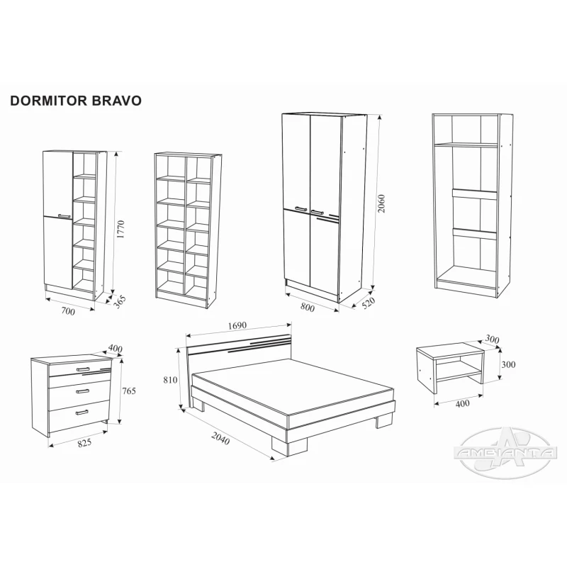 Шкаф Ambianta BRAVO, Сонома темный