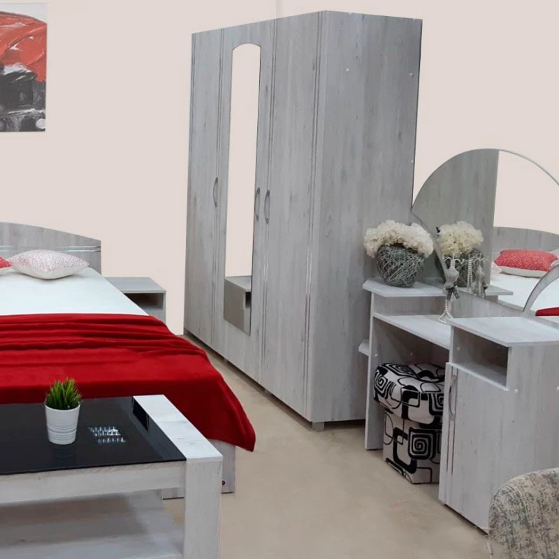 Туалетный столик Ambianta INTER, ЛДСП,  С зеркалом,  5 полок,  Белый Самоа, 141.4 x 100 x 39